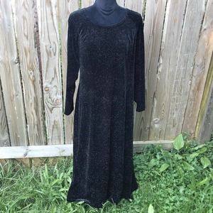 Onyx Nite by Wendye Chaitin Womens Sz 14 Vintage Longsleeve Dress Black Velvet